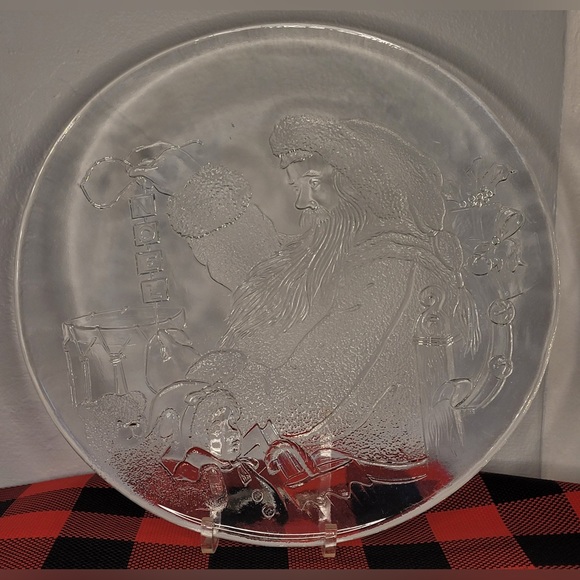 Santa Claus Noel 12.25 Inch Serving Platter by Libbey - Vintage - Picture 3 of 7